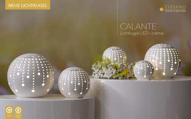 Tiziano Lichtkugel Calante LED creme mit Timer 716611-8