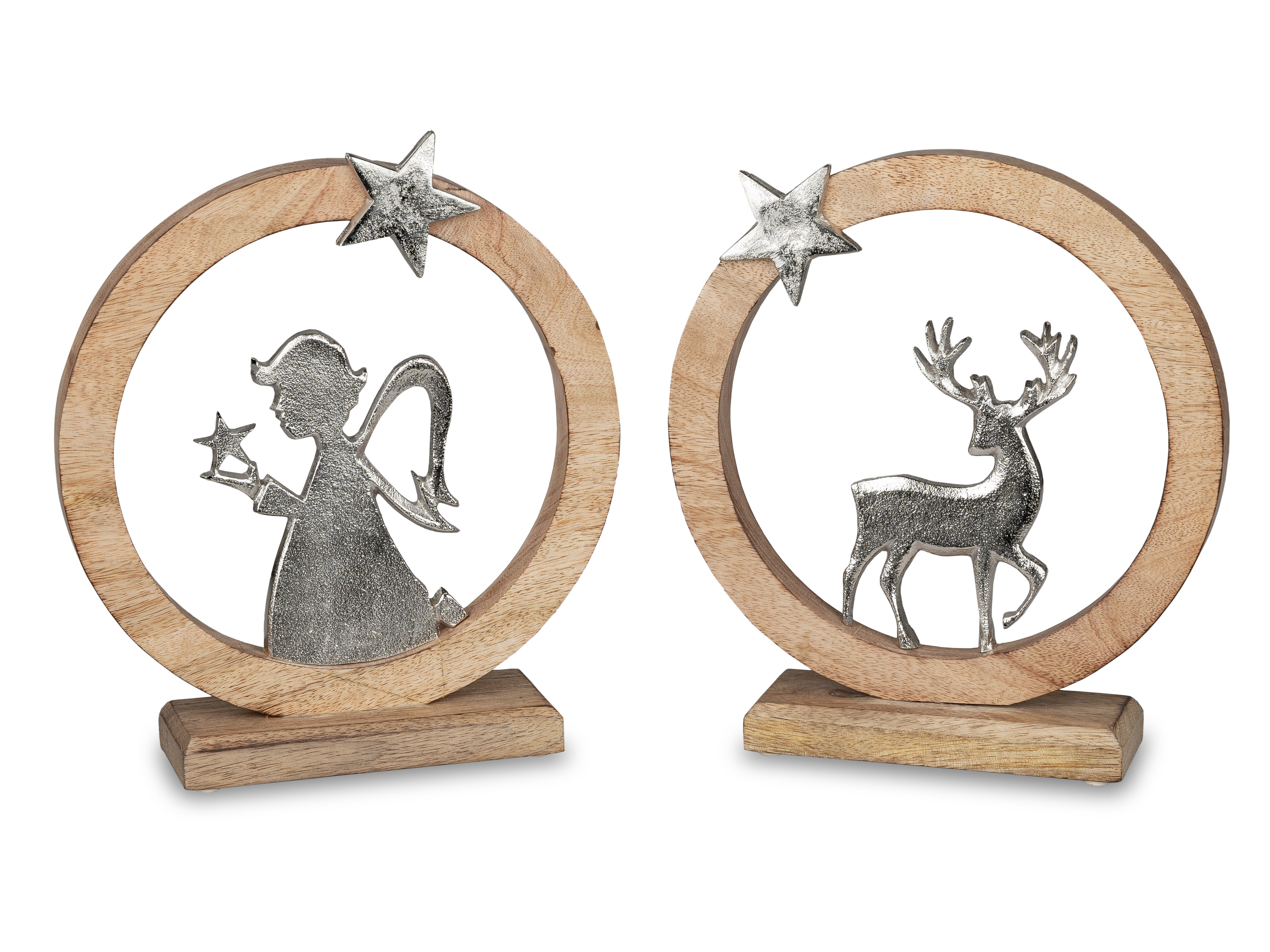 Formano Kreis mit Stern Alu Mango-Holz