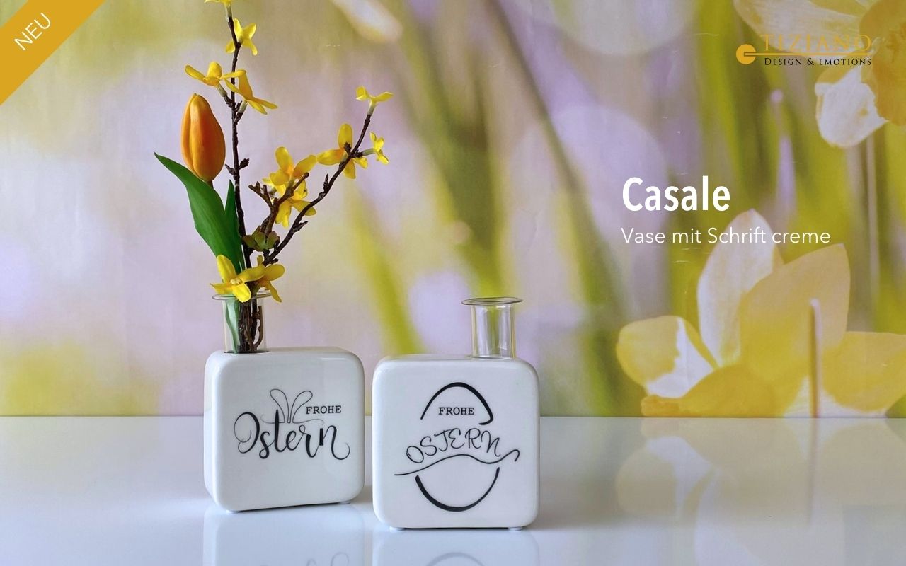 Tiziano Vase Casale mit Schrift und Glas