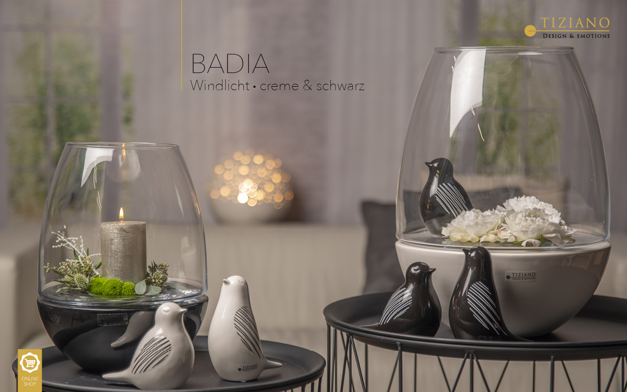 Tiziano Windlicht Badia creme/klar