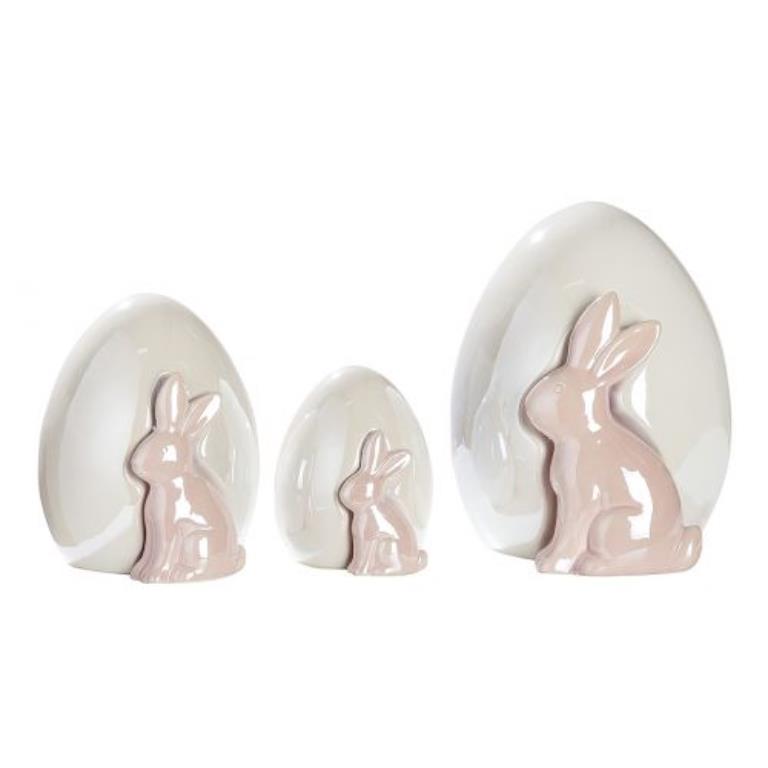Casablanca Hase an Ei gelehnt 16,5cm - perlmutt rose, weiß 20979