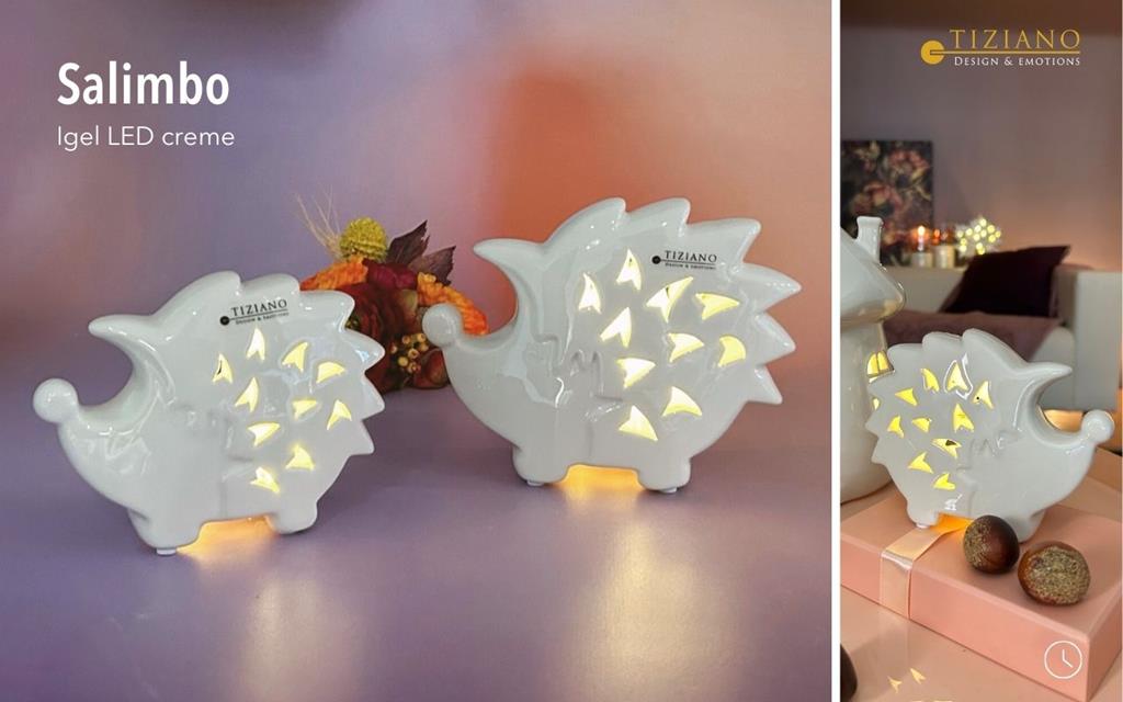 Tiziano Deko Igel Salimbo LED creme & Timer