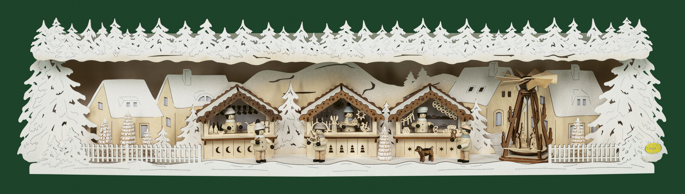 Tietze Schwibbogenerhöhung-LED Weihnachtsmarkt Schnee 76 cm