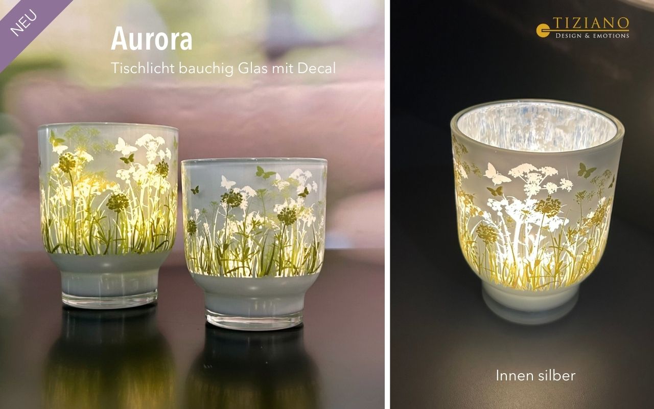 Tiziano Glas Tischlicht Aurora mit Decal