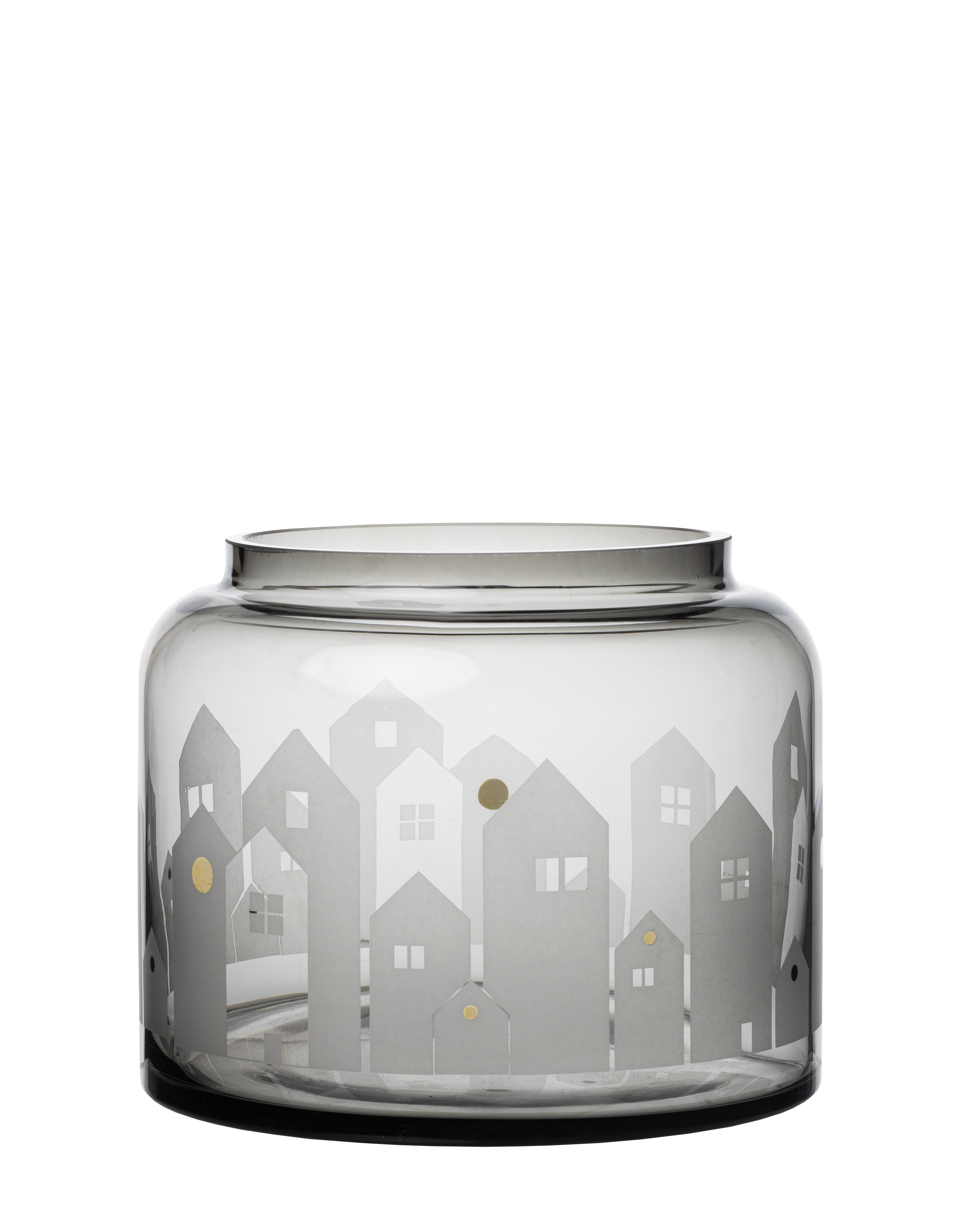 90725 Räder Wintervase Häuser Glasvase 15,5cm, Art. 90725