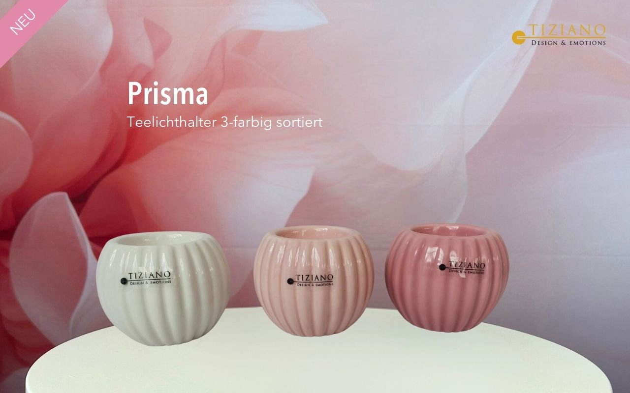Tiziano Teelicht Prisma rosa/creme