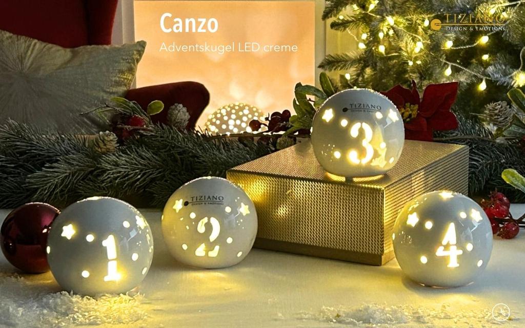 Tiziano Adventskugel Canzo 1-4 LED & Timer mit Geschenkverpackung 728640-0