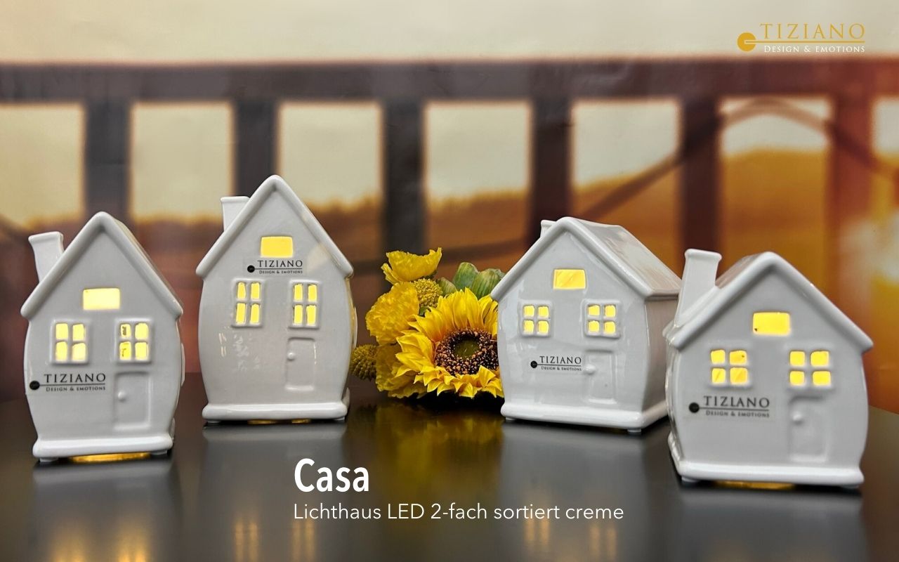 Tiziano Deko Haus Casa creme LED mit Timer