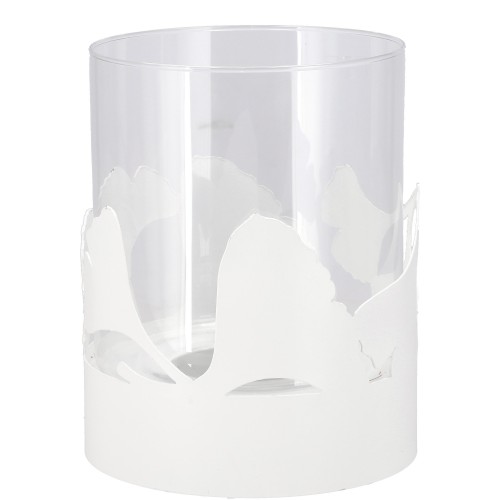 Vosteen Windlicht Gingko mit Glas weiß oder grau