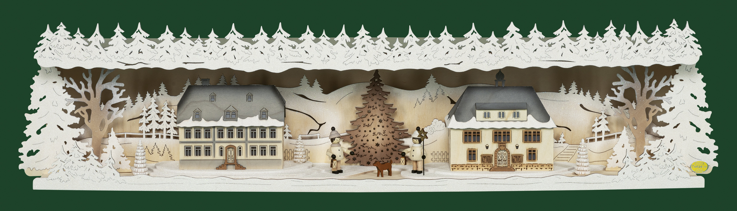 Tietze Schwibbogenerhöhung-LED Seiffener Dorf Schnee 76cm Art. TILBS6247S