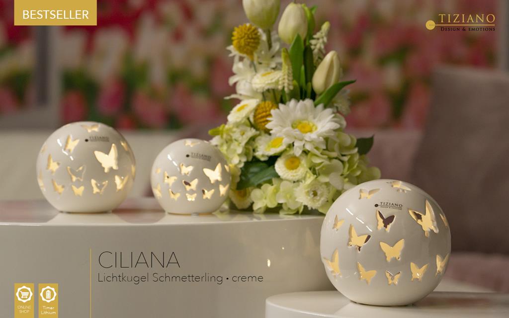 Tiziano Lichtkugel Ciliana LED creme mit Timer 780121-8