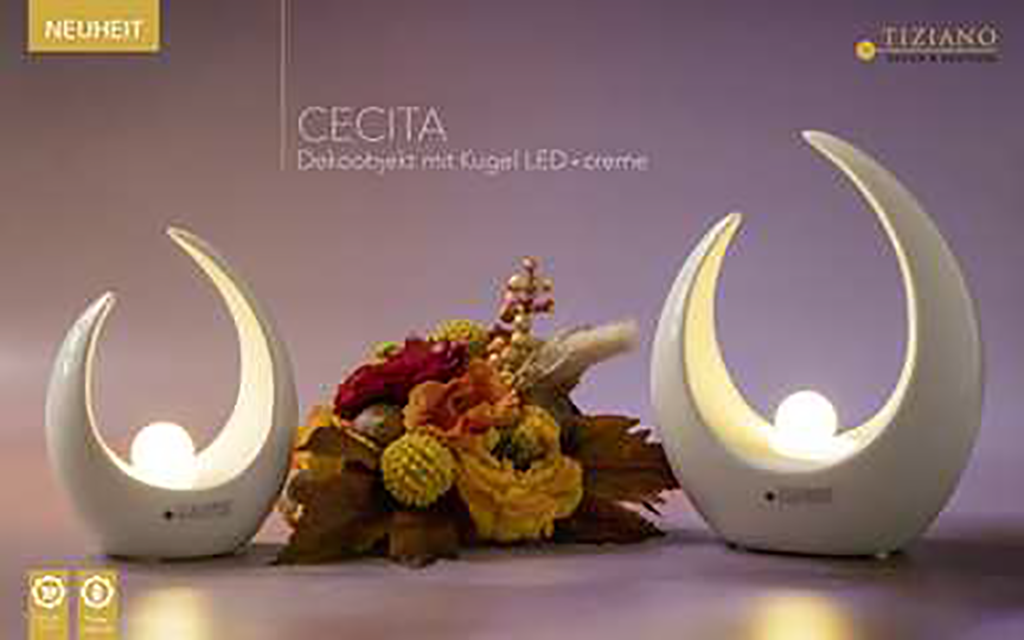 Tiziano Deko Cecita Kugel LED creme mit Timer 716461-11