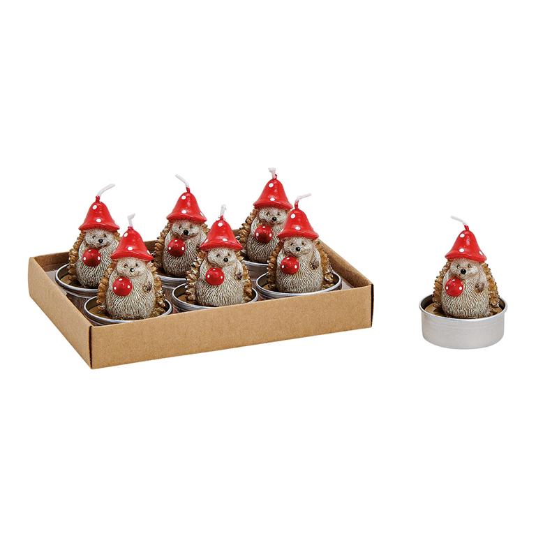 WURM Teelicht Set Igel braun 6er Set 10022596