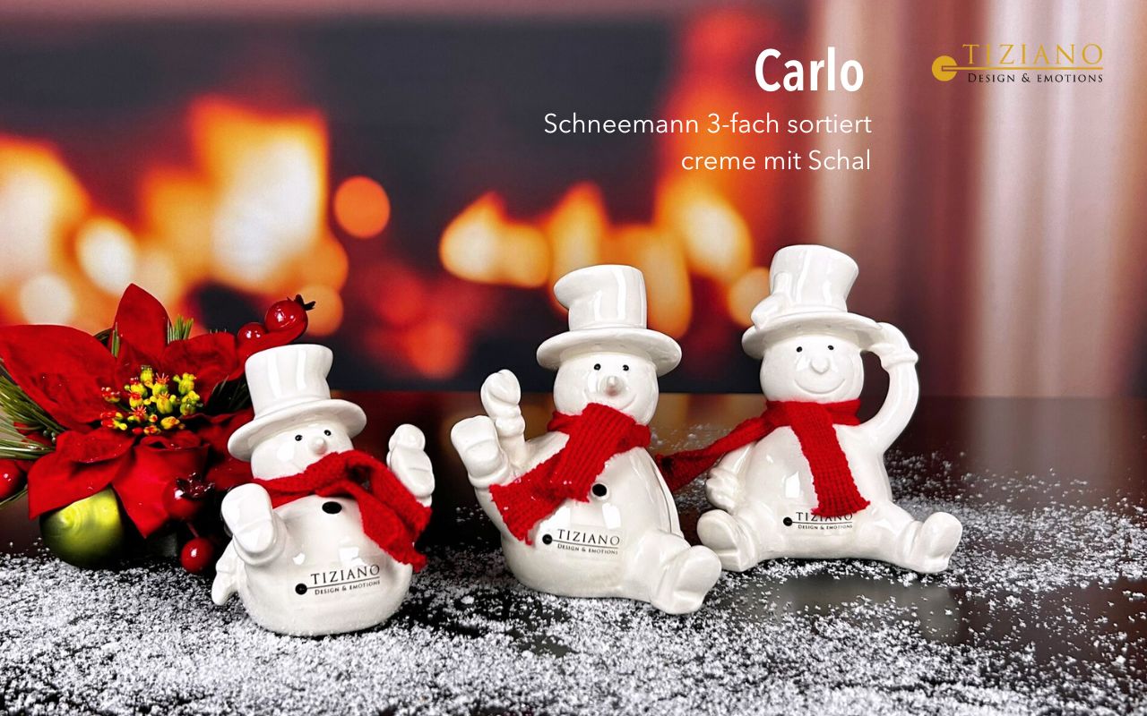 Tiziano Schneemann Carlo mit rotem Schal creme Tiziano Schneemann Carlo mit rotem Schal creme
