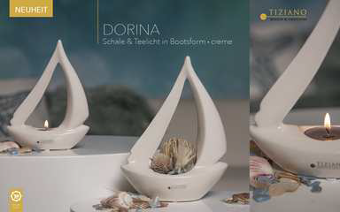 Tiziano Teelicht Boot Dorina 20cm creme 710141-20