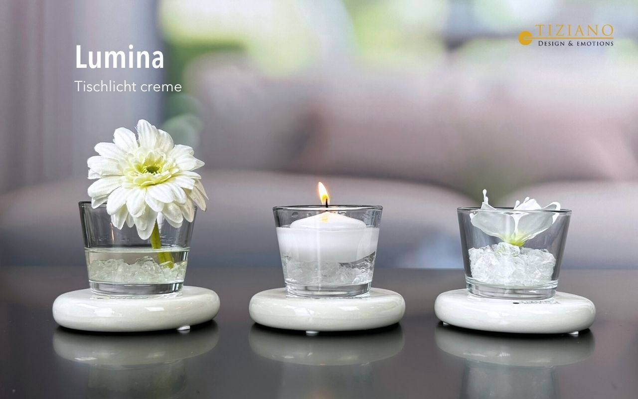 Tiziano Dekolicht Lumina creme mit Glas Minikübel & Visco klar 724125