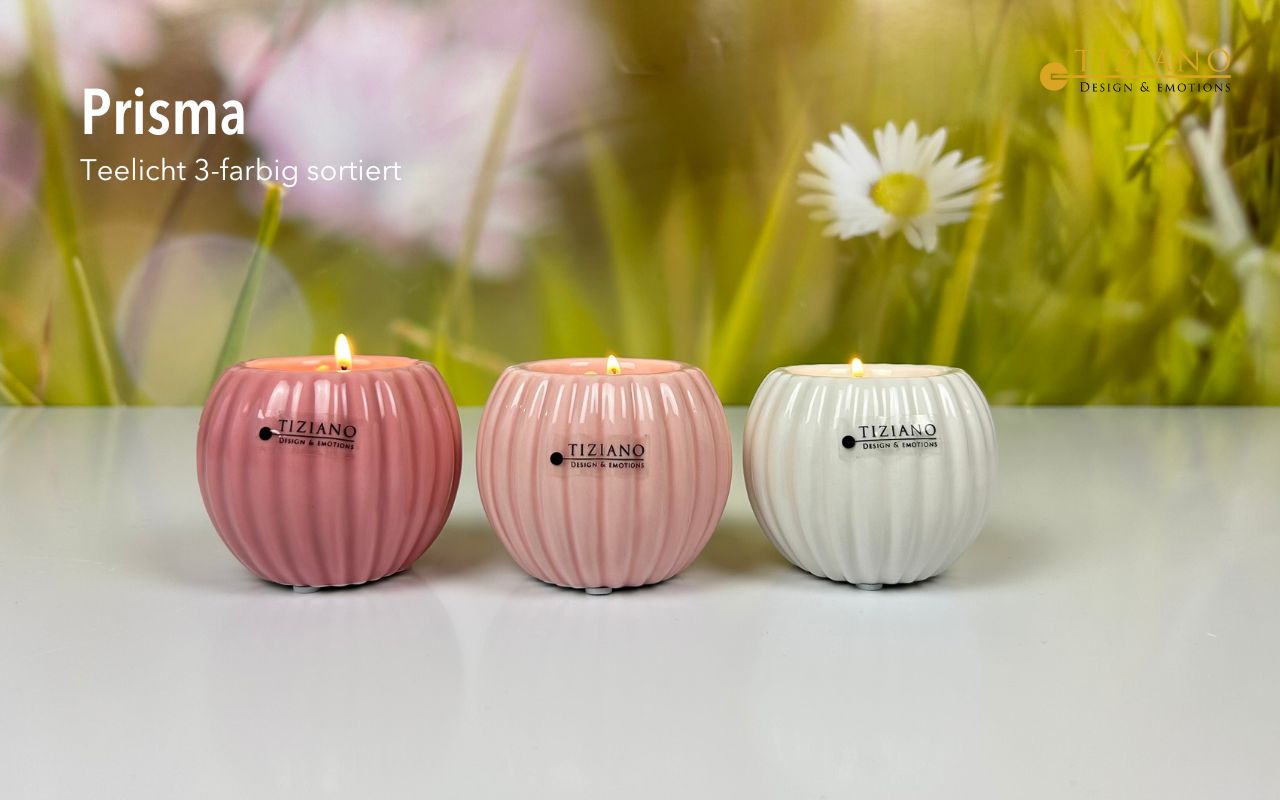 Tiziano Teelicht Prisma rosa/creme