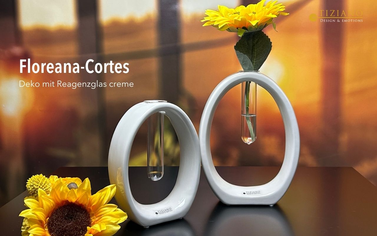 Tiziano Deko Floreana Cortes creme mit Glas