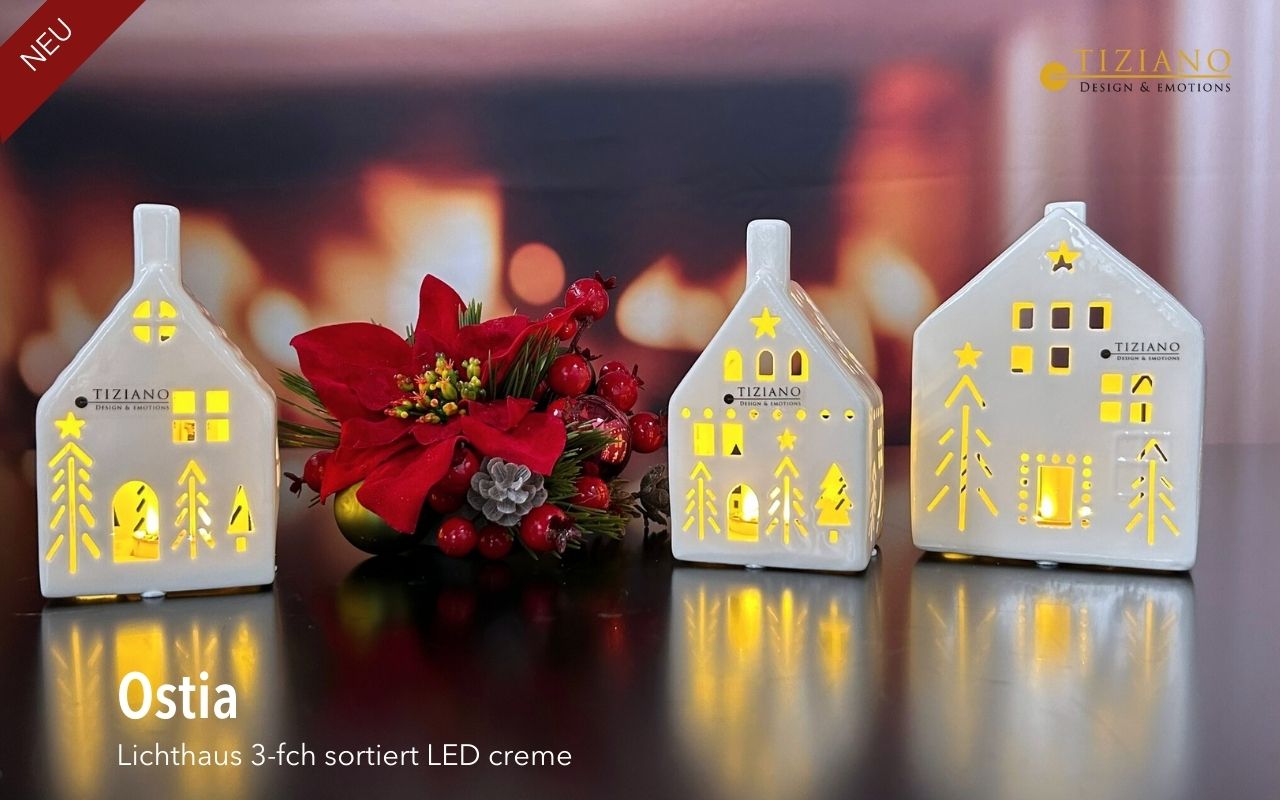 Tiziano Deko Haus Ostia LED creme, Variante zufällig (736881 od. 736882)
