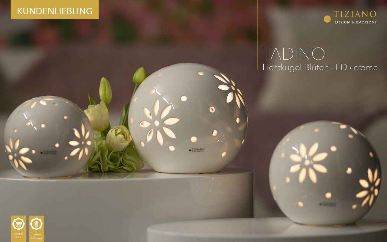 Tiziano Lichtkugel Tadino Blüte LED creme mit Timer 780111-Blüte
