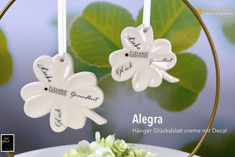 Tiziano Hänger Glücksblatt Alegra creme mit Decal Tiziano Hänger Glücksblatt Alegra creme mit Decal