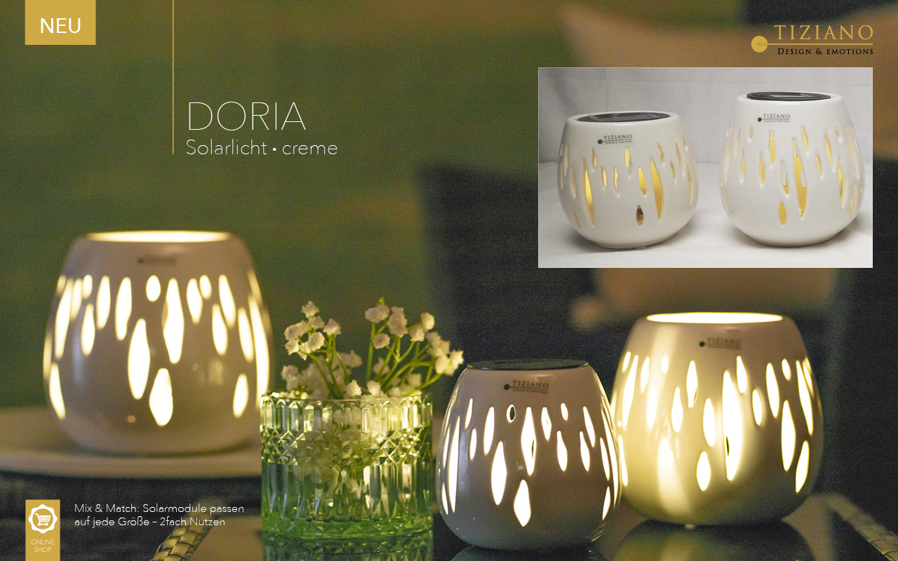 Tiziano Solar Licht Doria creme inkl. Solarmodul 720971-10