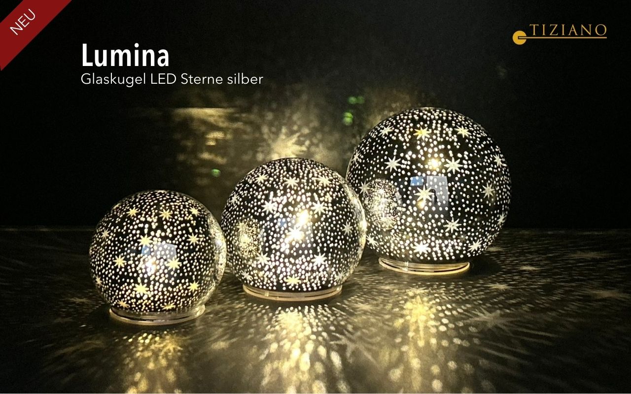 Tiziano Glaskugel Lumina LED & Timer Stern silber Tiziano Glaskugel Lumina LED & Timer Stern silber