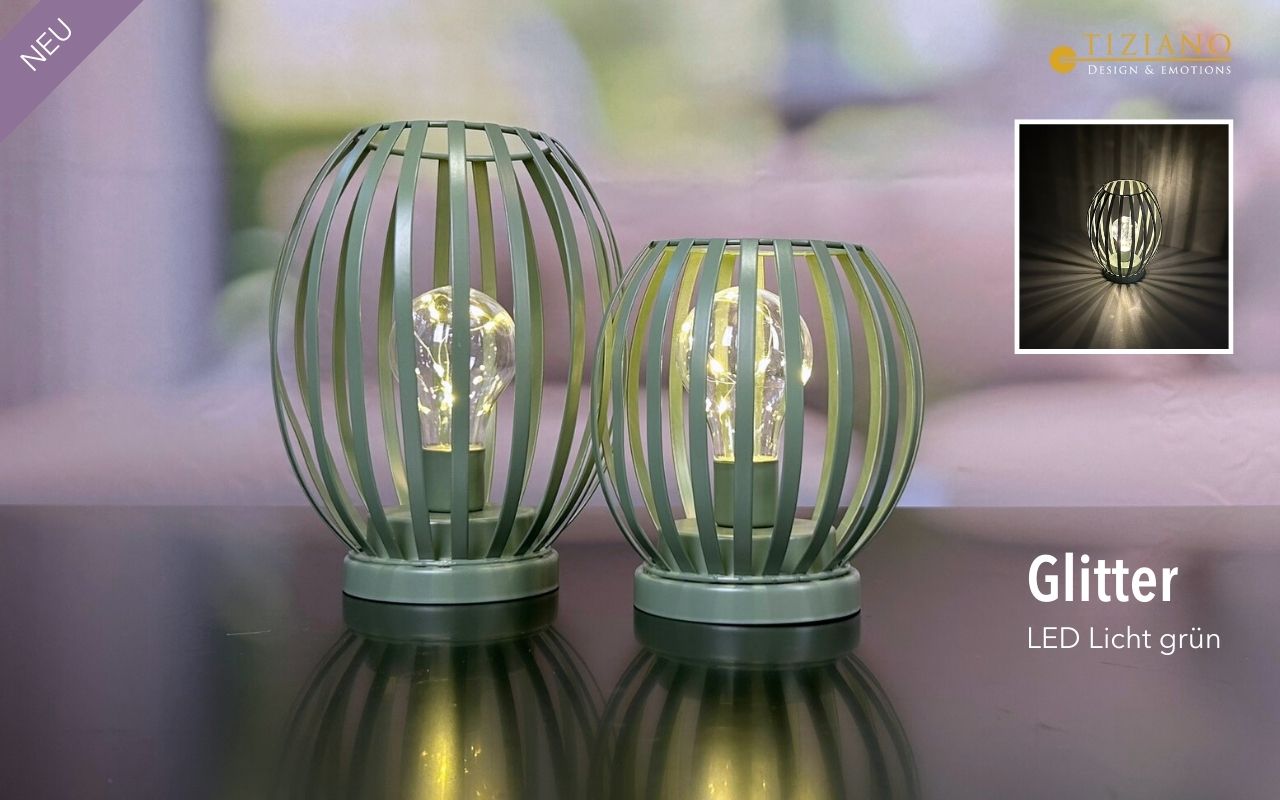 Tiziano Tischlicht Glitter LED grün