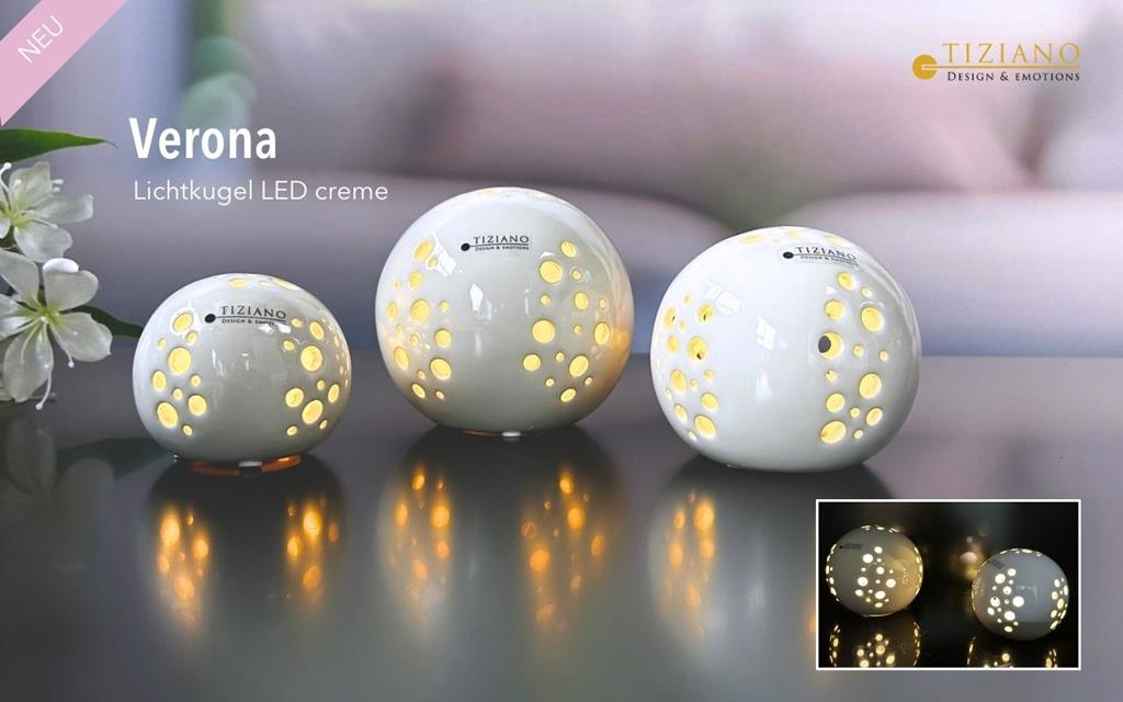 Tiziano Deko Kugel Verona LED & Timer creme