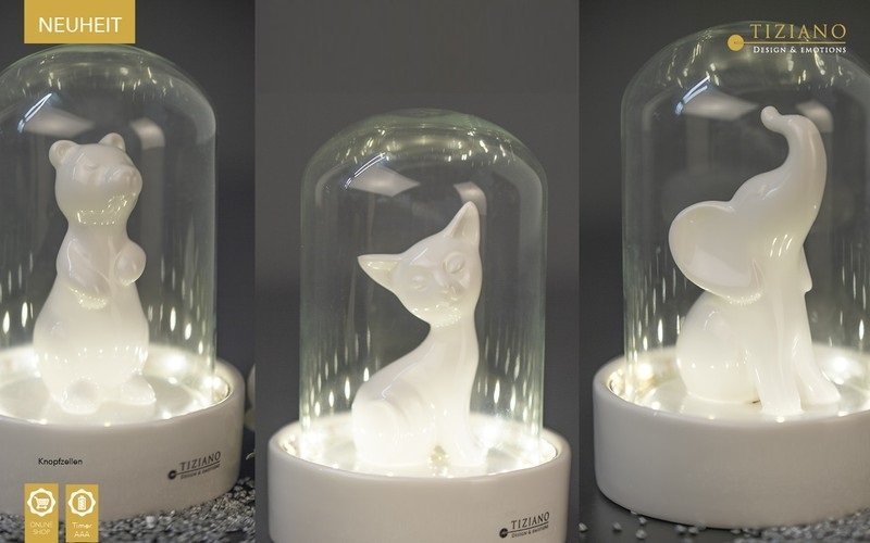 Tiziano Mini Bär und Glas LED 19cm creme 702743