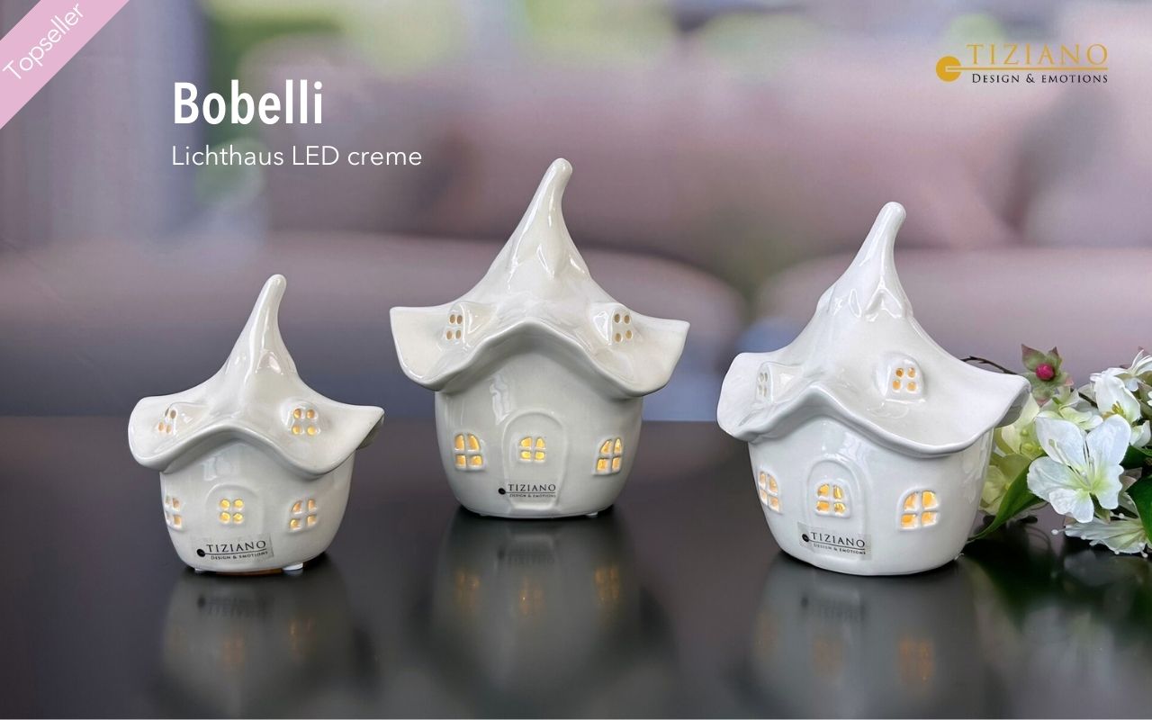 Tiziano Deko Haus Borbelli creme LED Timer 709911-12