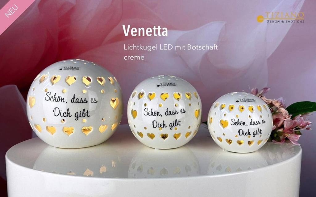 Tiziano Lichtkugel Venetta LED & Timer mit Schrift