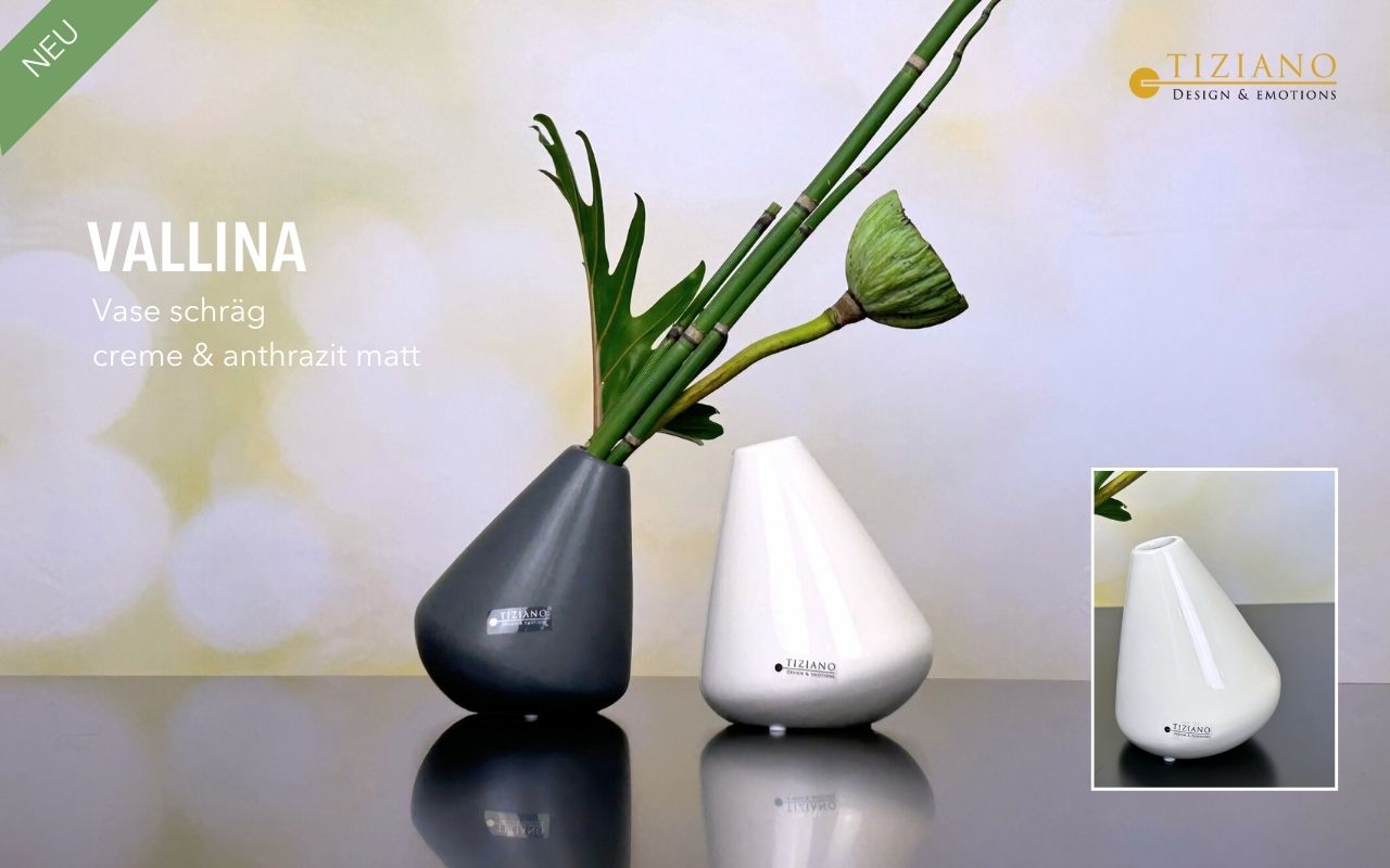 Tiziano Vase schräg Vallina creme