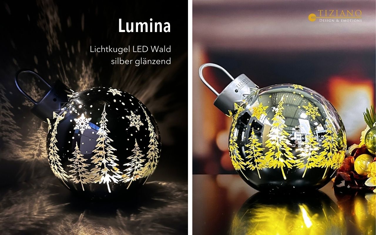 Tiziano Glas Kugel Fabiola 15cm Wald silber liegend 728481-15 Tiziano Glas Kugel Fabiola 15cm Wald silber liegend 728481-15