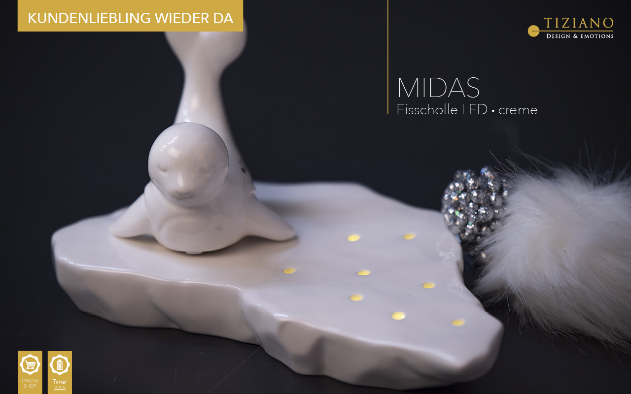 Tiziano Eisscholle Midas LED creme mit Timer 775100-24