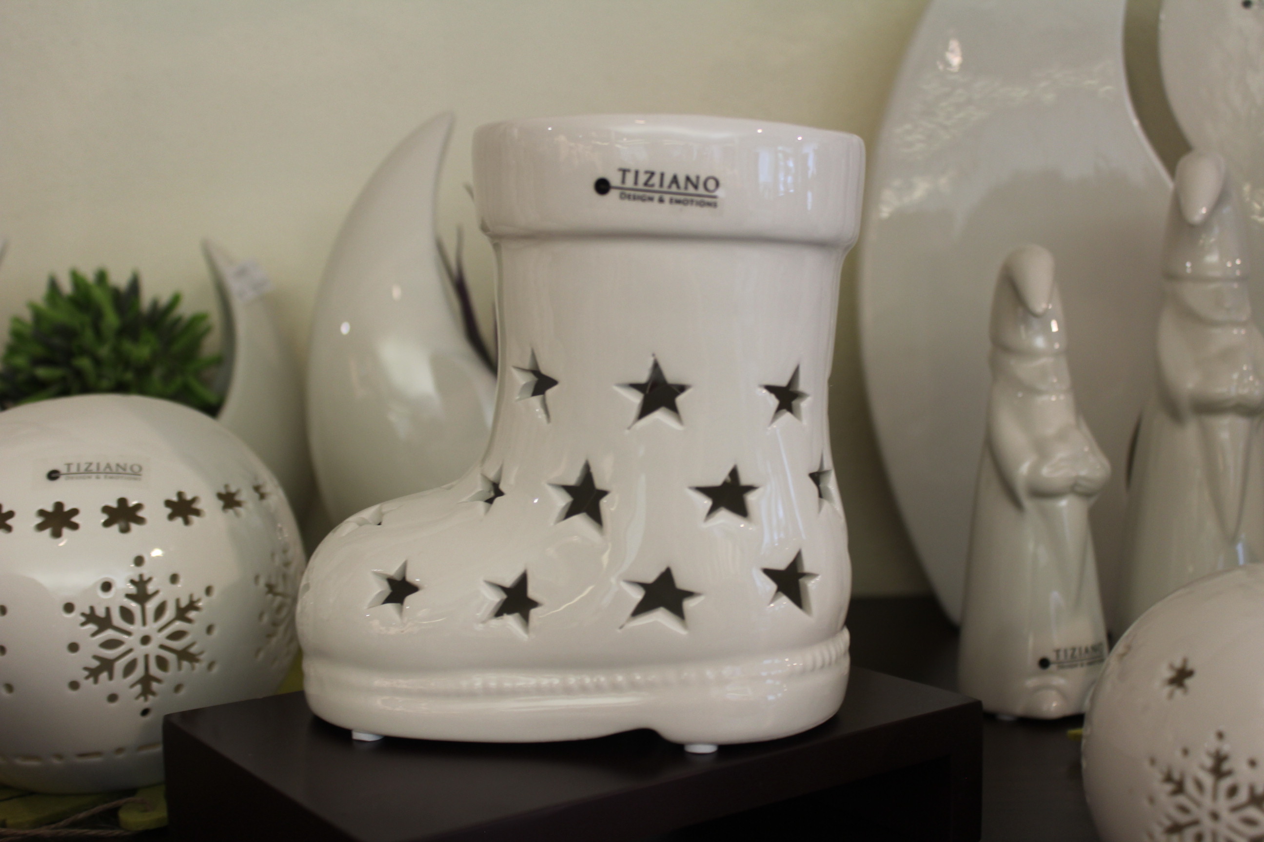 Tiziano Deko Stiefel Santa LED & Timer creme