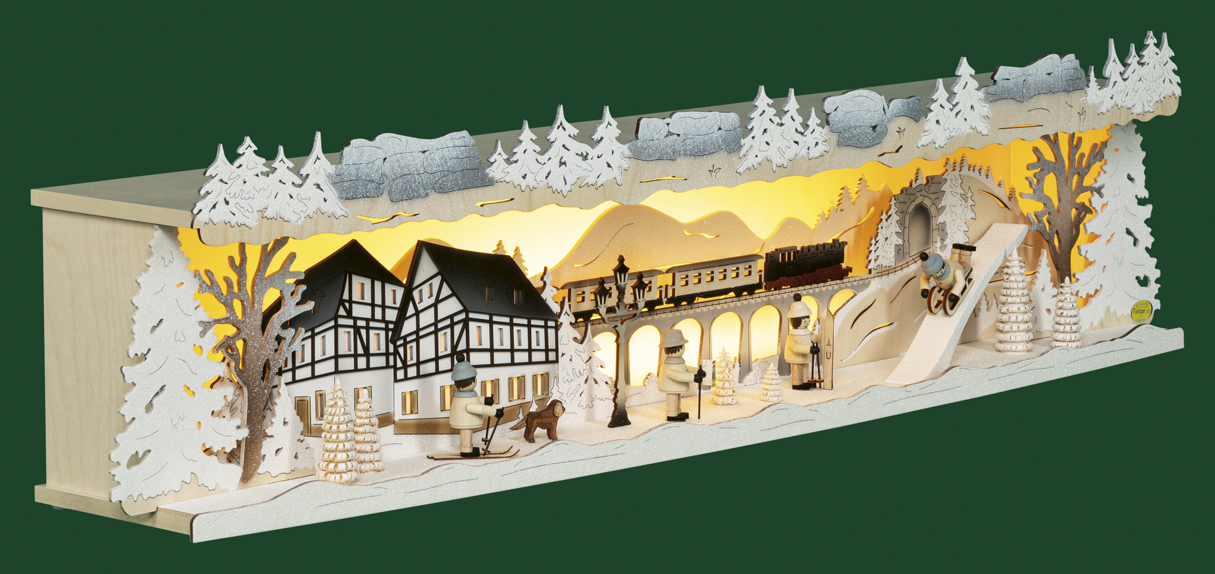 Tietze Schwibbogenerhöhung-LED Winterland Erzgebirge, Schnee, 76 cm