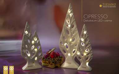B-Ware Tiziano Baum Cipresso LED creme mit Timer 707452-40