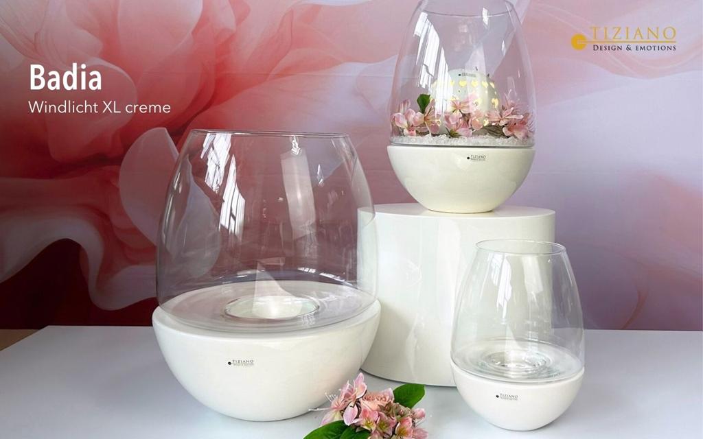 Tiziano Windlicht Badia creme/klar Tiziano Windlicht Badia creme/klar