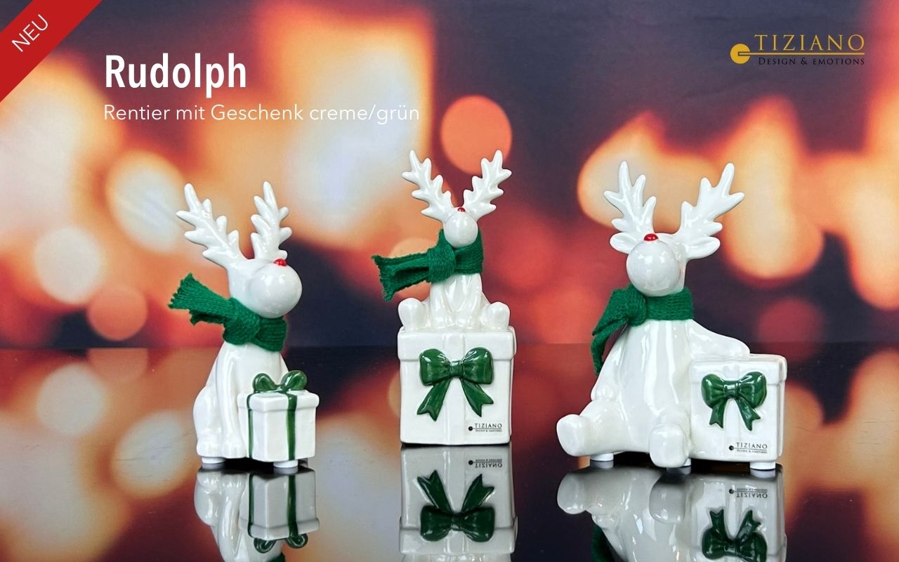 Tiziano Rentier Rudolph mit Geschenk creme/rot/grün