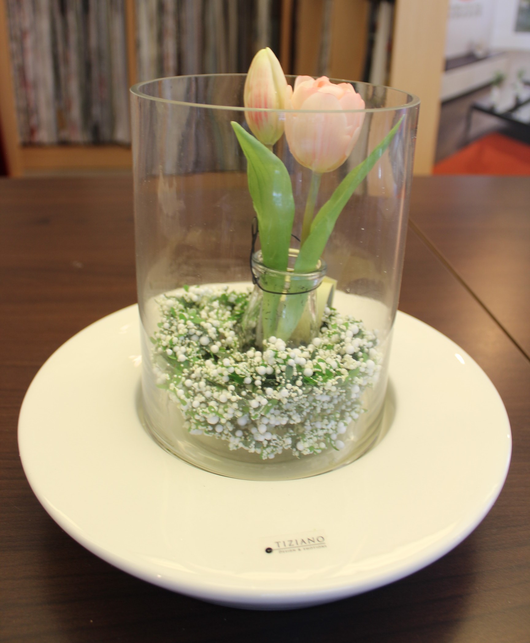 B-WARE Tiziano Windlicht Lini creme d30 cm (Sockel gerade) 725032-30