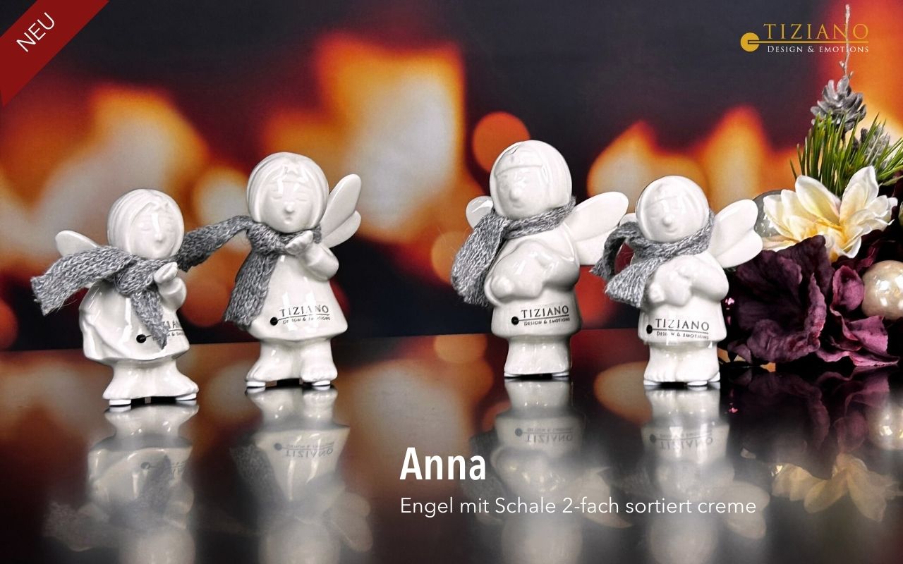 Tiziano Engel Anna mit Herz oder Kusshand +Schal grau