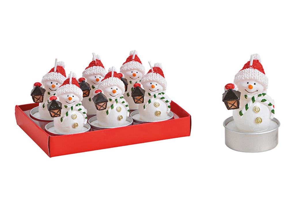 WURM Teelicht-Set Schneemann aus Wachs weiß 6er Set 10027748