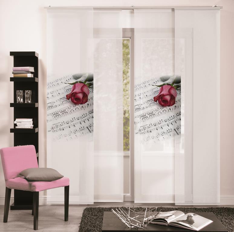 Basix Schiebevorhang MOZART weiß - rot (BxH) 60x245 cm Art. 6072607