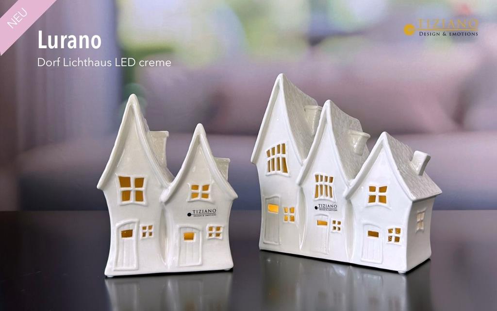 Tiziano Dorf Lurano LED Häuser mit Timer creme