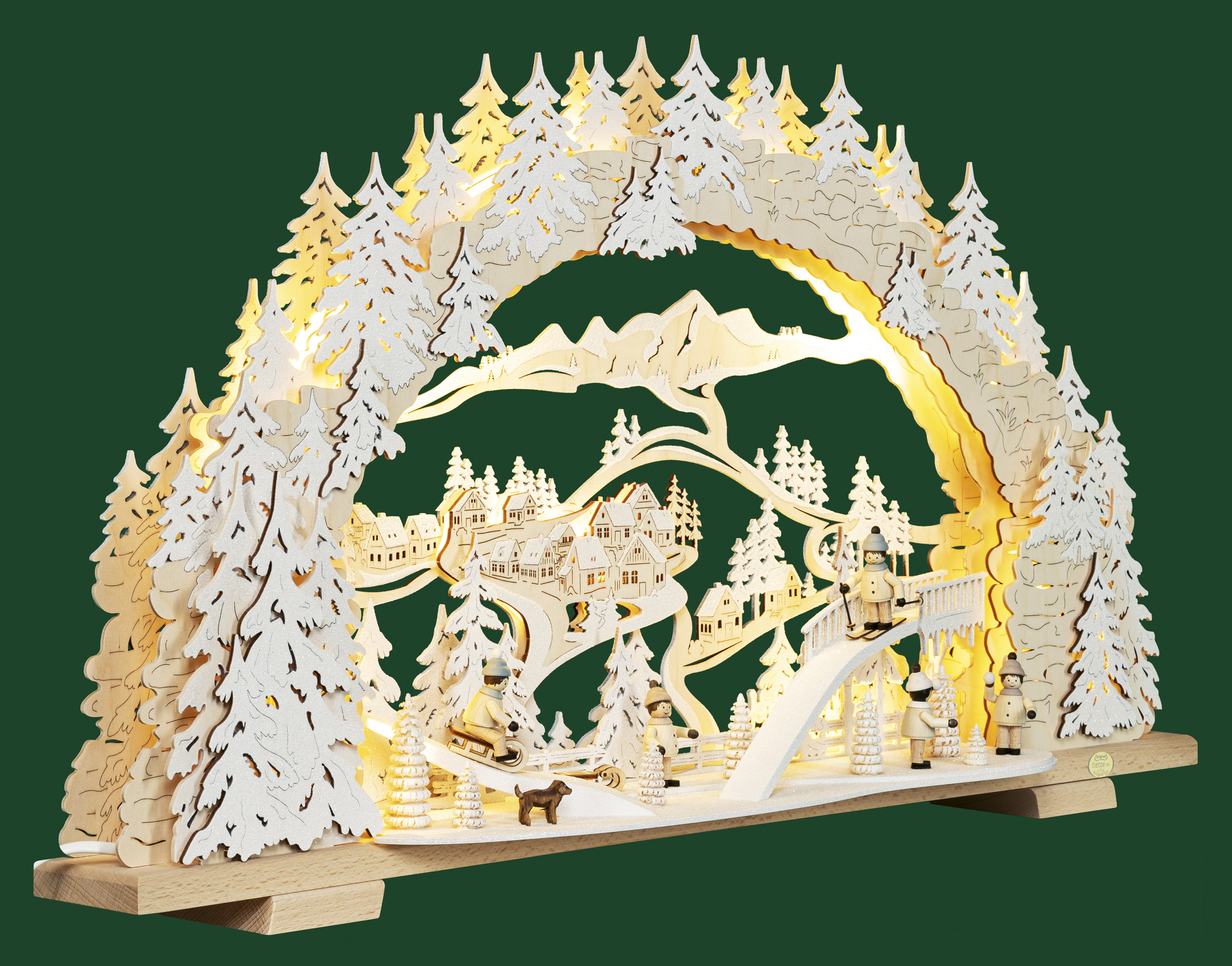 Tietze Schwibbogen-LED Rodeln auf dem Ziegenberg Schnee 70 cm