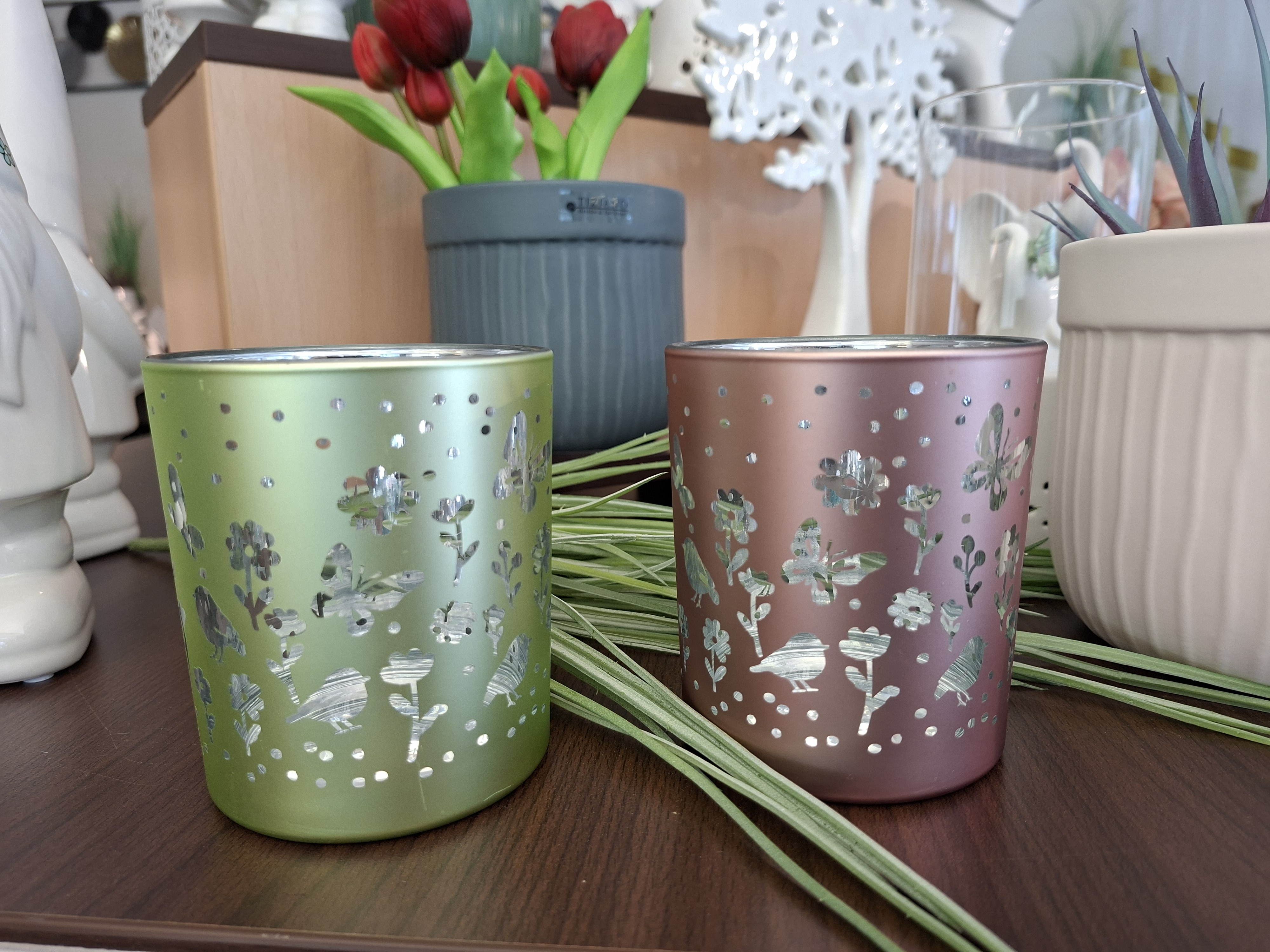 Tiziano Glas-Licht Polline Blumenwiese rosa/grün