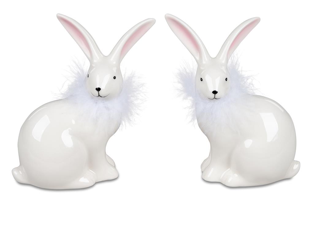 Formano Hase weiß mit Federn Porzellan