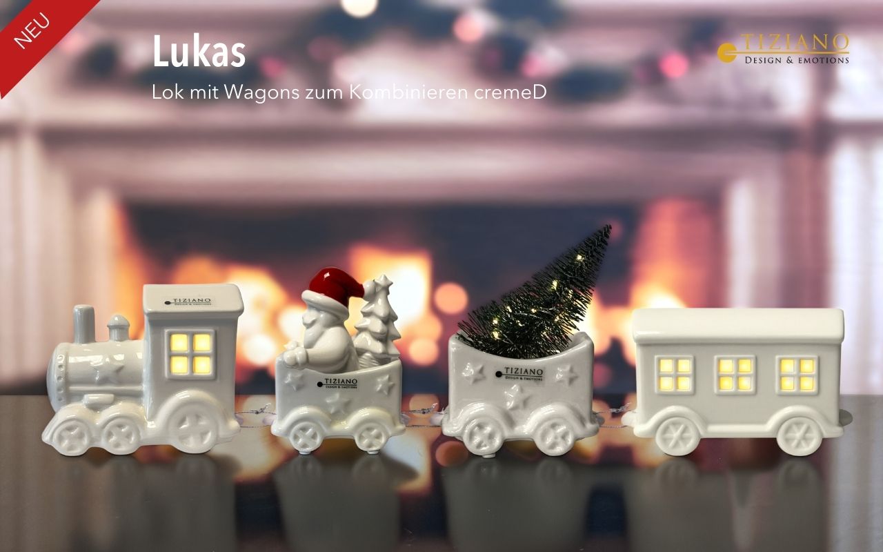 Tiziano 4er Set Zug und Waggons Lukas creme