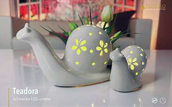 Tiziano Schnecke Teadora LED creme mit Timer 724311-13